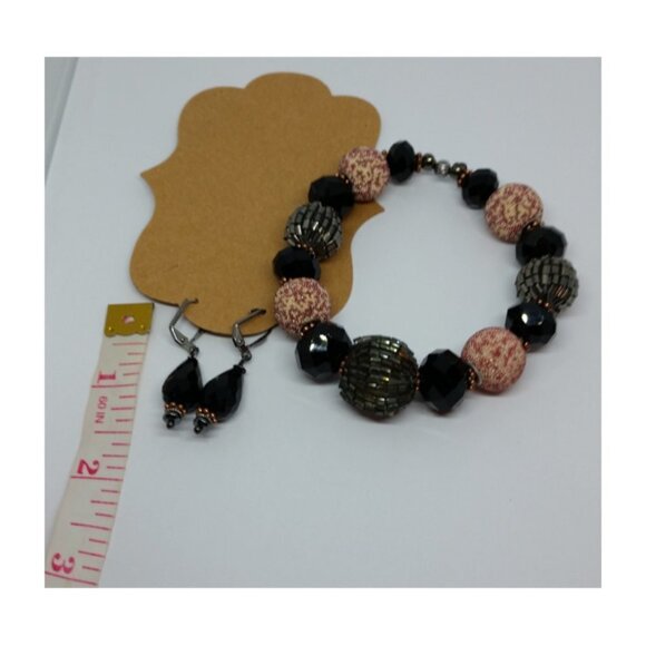 𝅺Handmade artisan jewelry set vintage style bracelet and earrings - Picture 2 of 4